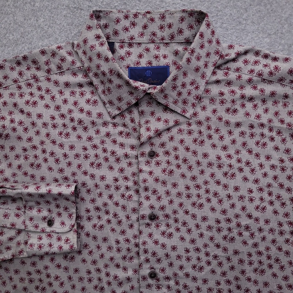 David Donahue Dress Shirt Mens‎ 17 35 Performance Stretch Fusion Floral AOP